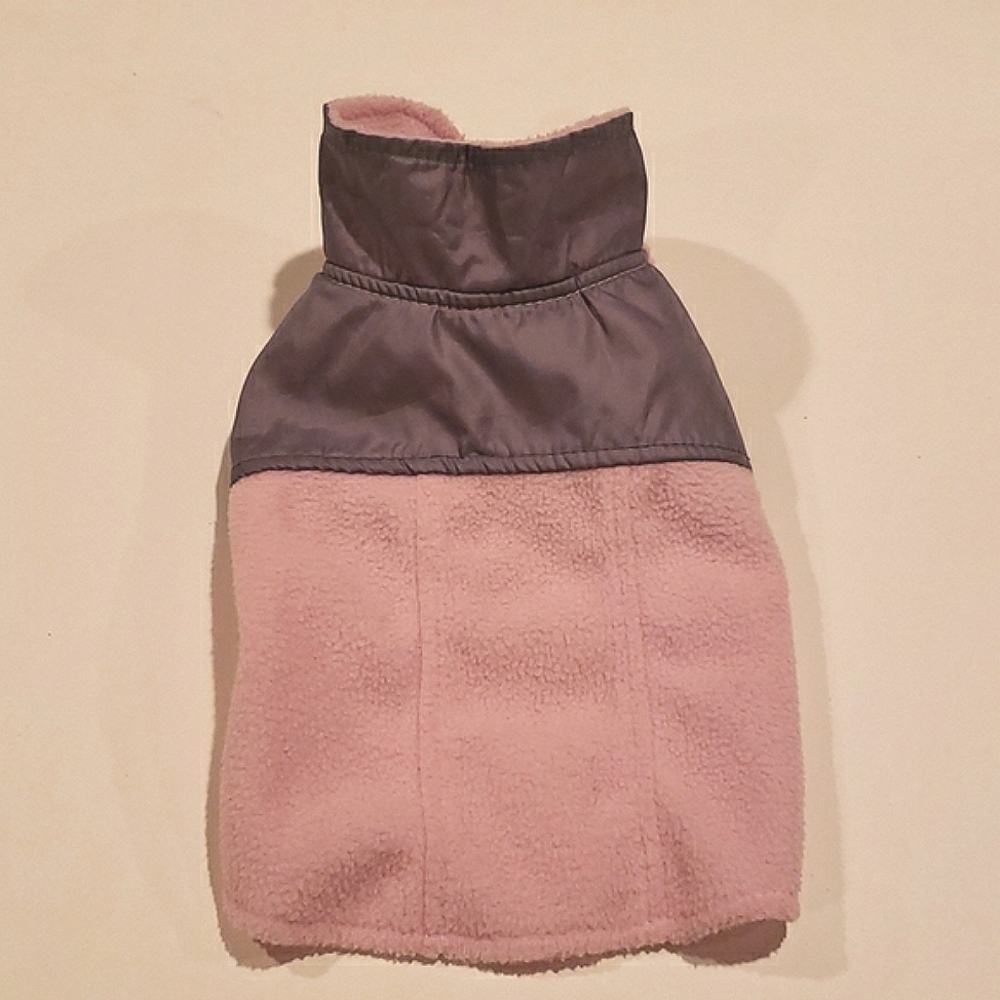 Pink fleece dog coat jacket